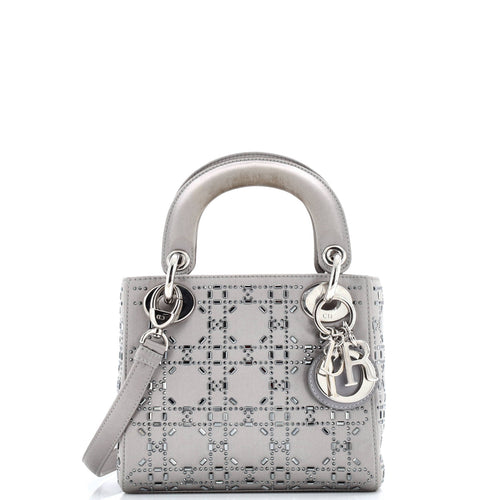 Lady Dior Bag Crystal Embellished Cannage Quilt Satin Mini