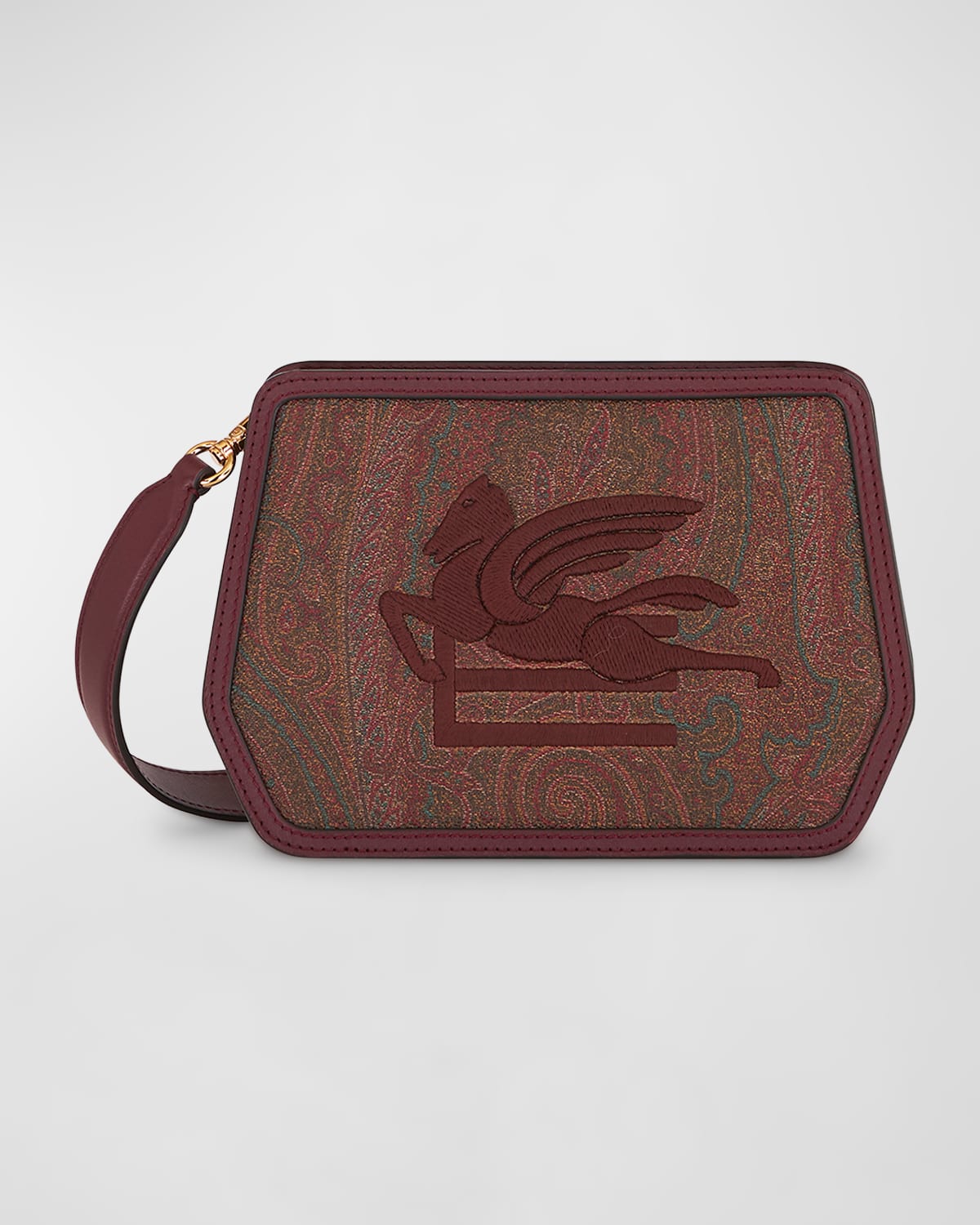Etro Embroidered Logo Paisley-Print Shoulder Bag