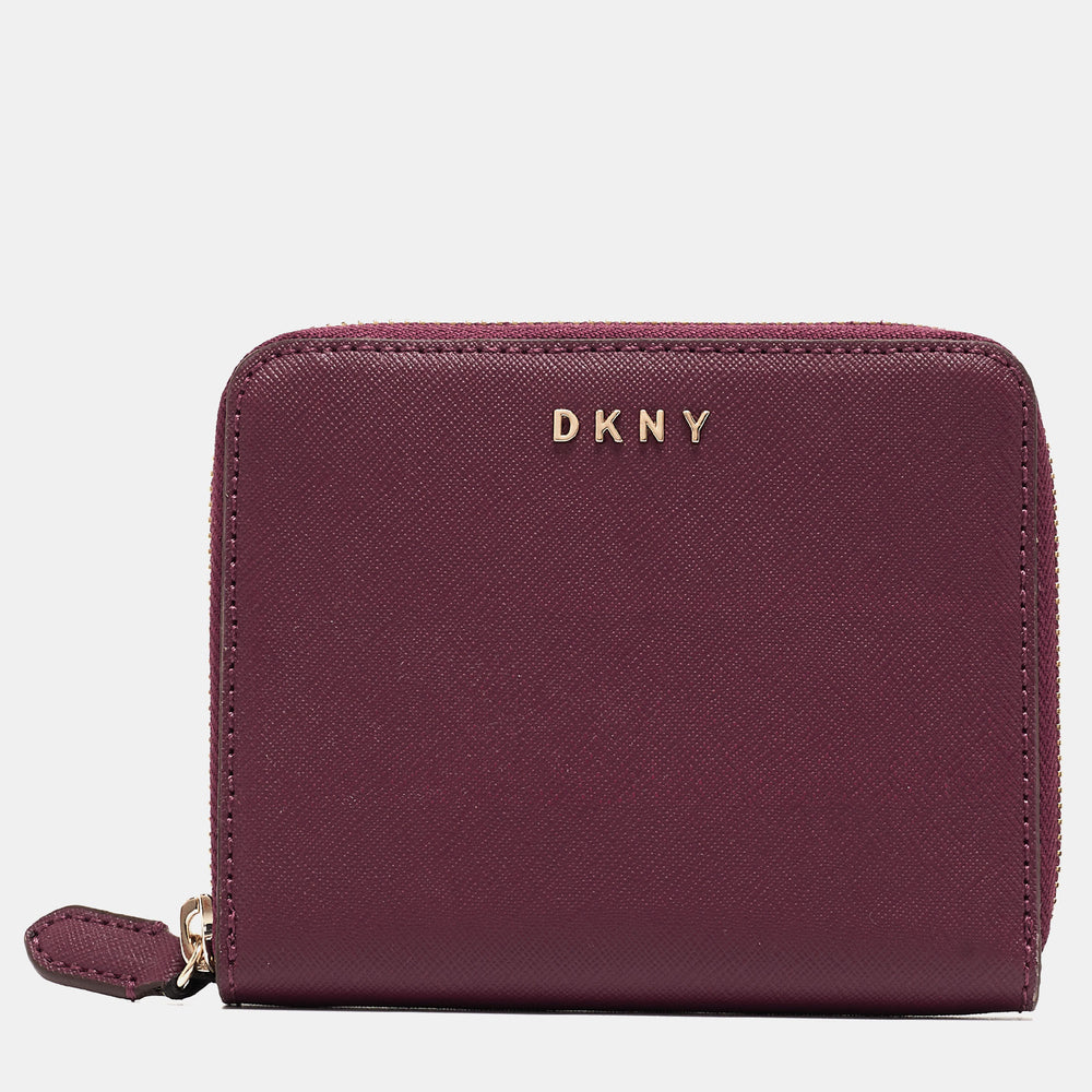 DKNY Burgundy Leather Vela Zip Around Wallet