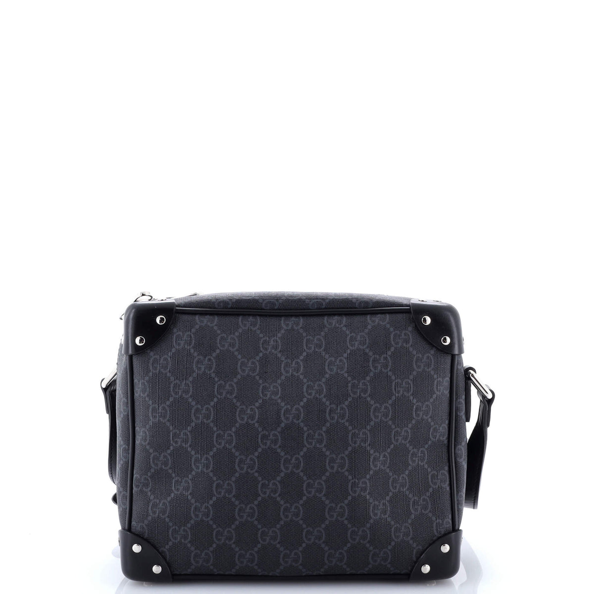Gucci GUCCI Trunk Shoulder Bag GG Coated Canvas with Studded Leather