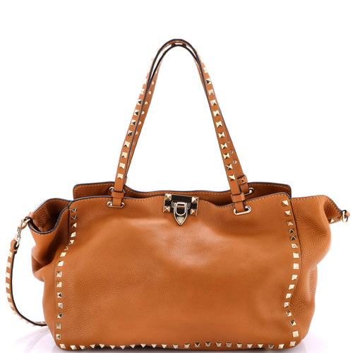 VALENTINO GARAVANI Rockstud Tote Pebbled Leather Medium