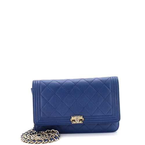 CHANEL Boy Wallet on Chain Quilted Caviar