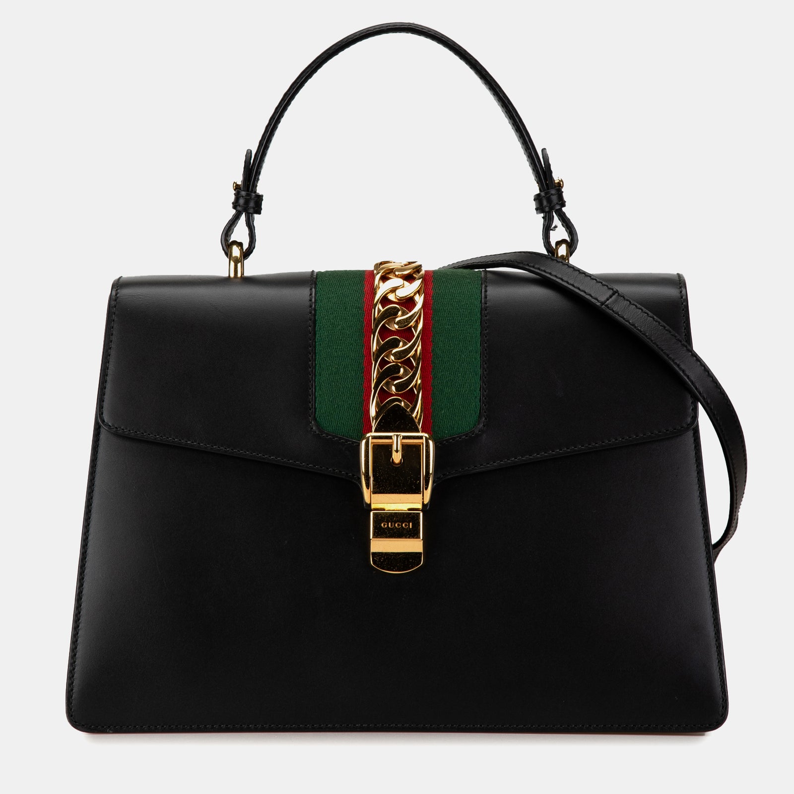 Gucci Leather Sylvie Web Satchel Bag