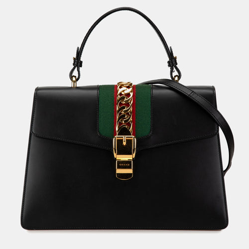 Leather Sylvie Web Satchel Bag