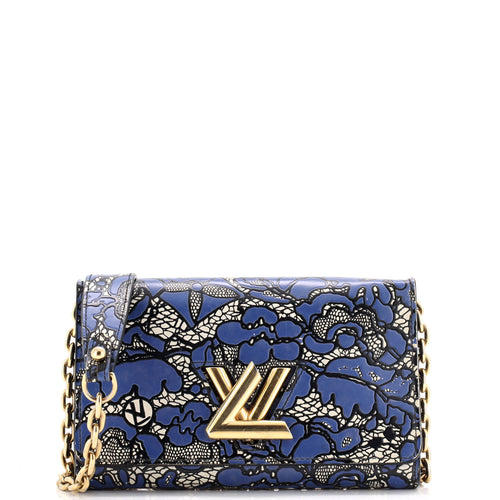 Twist Chain Wallet Lace Embossed Leather