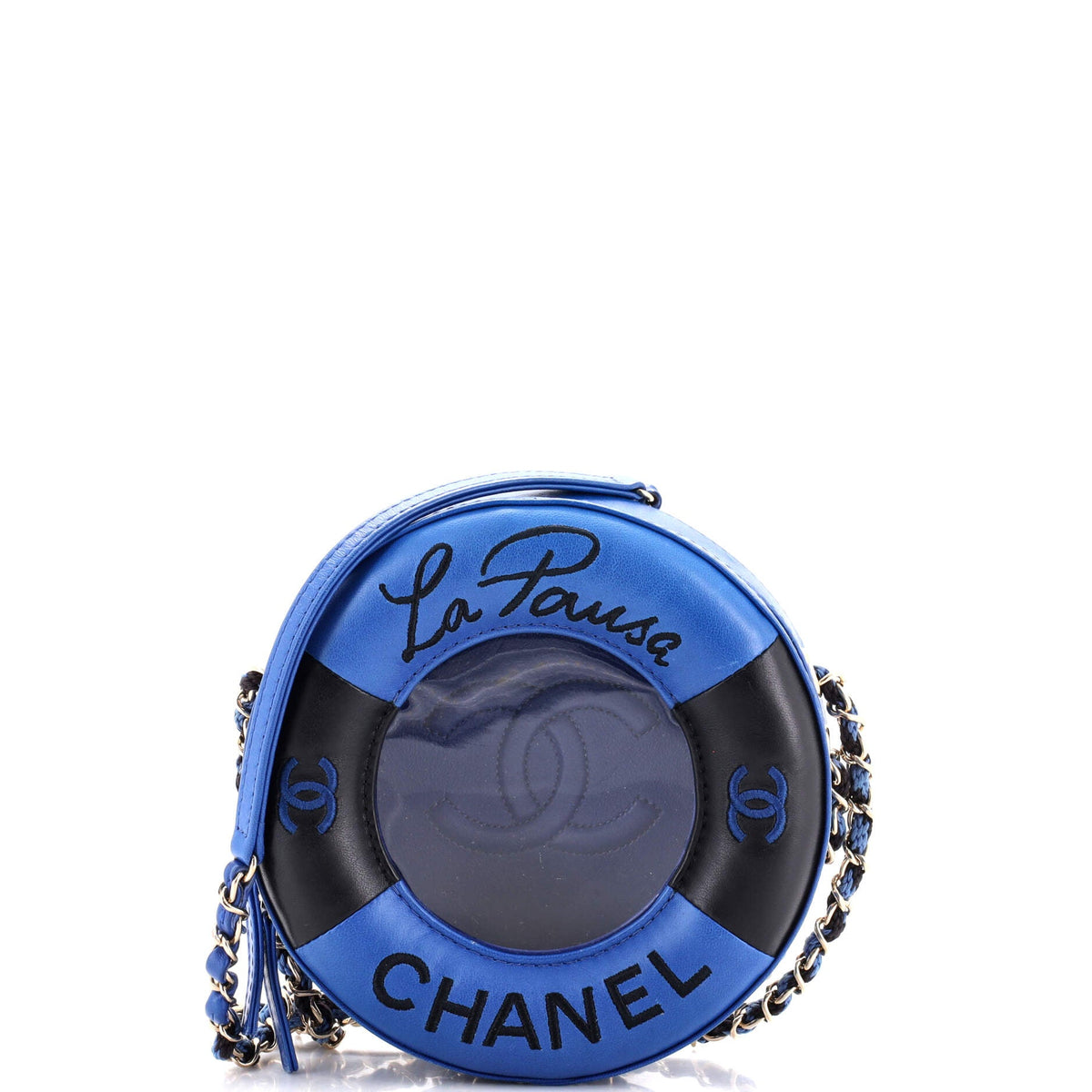 Chanel CHANEL Lifesaver Round Crossbody Bag Lambskin Small