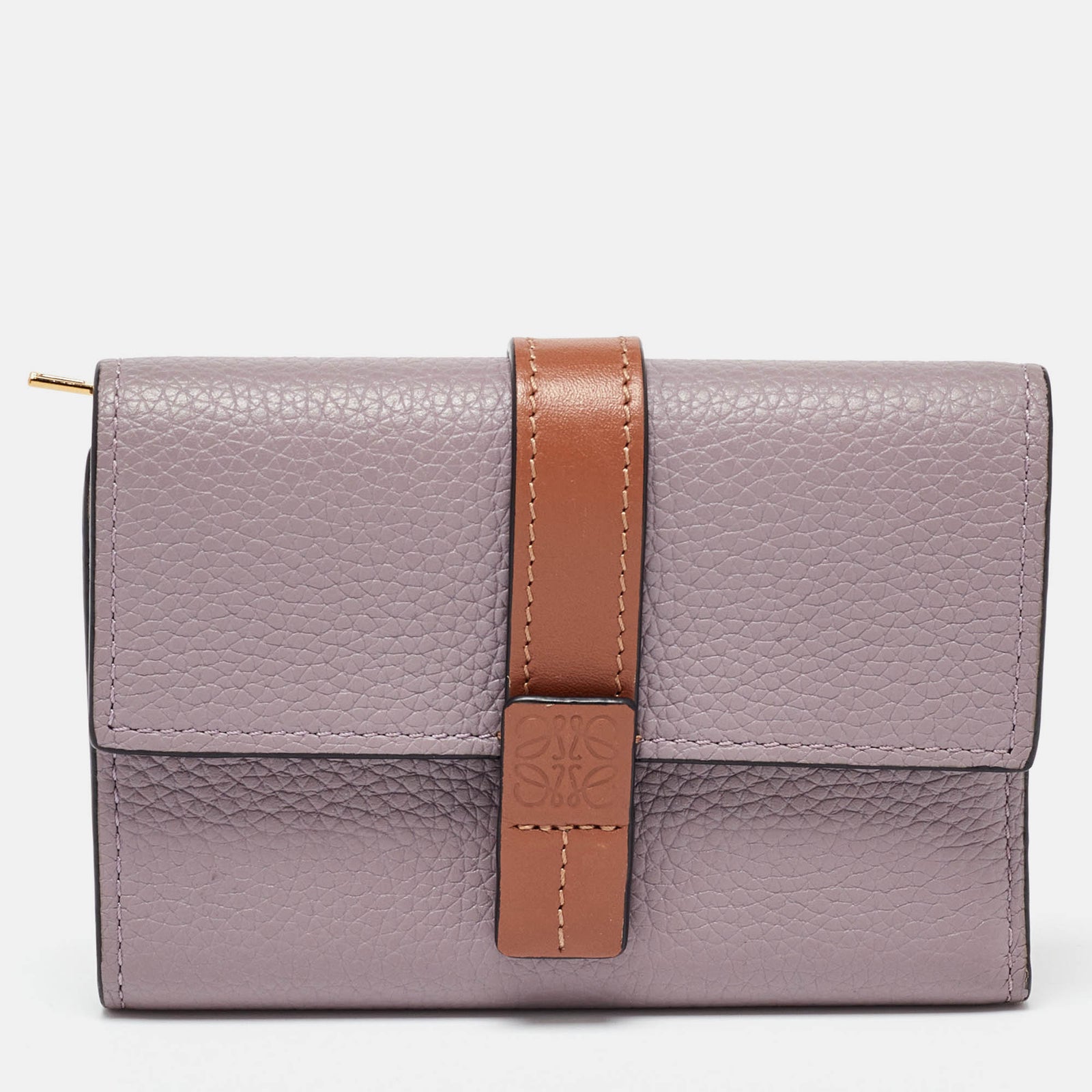 Loewe Purple/Brown Leather Trifold Wallet