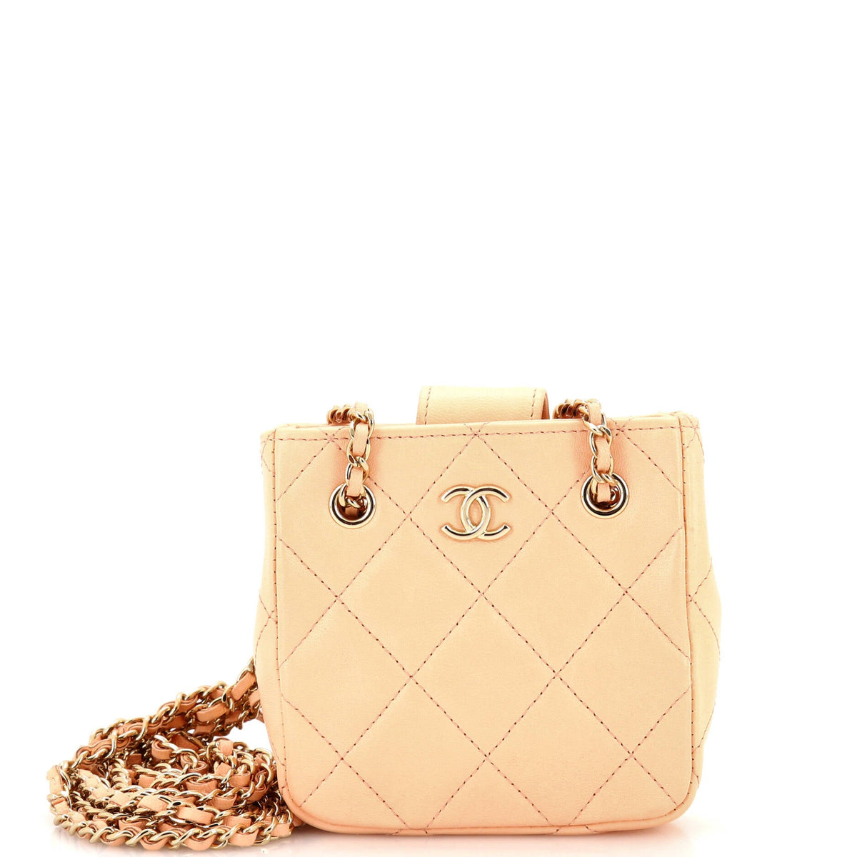 Chanel CHANEL CC Square Clutch with Chain Quilted Lambskin Mini