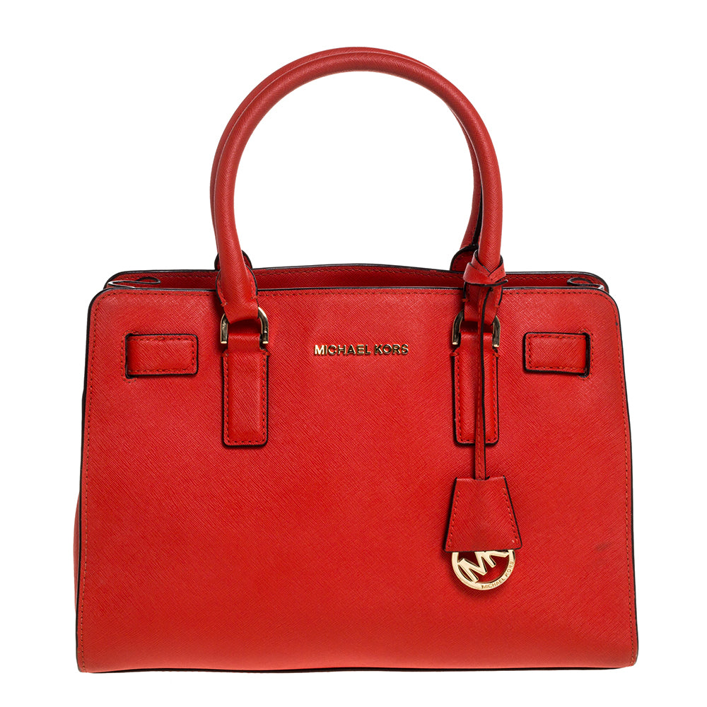 Michael Kors Michael Michael Kors Red Leather Medium Hamilton Tote