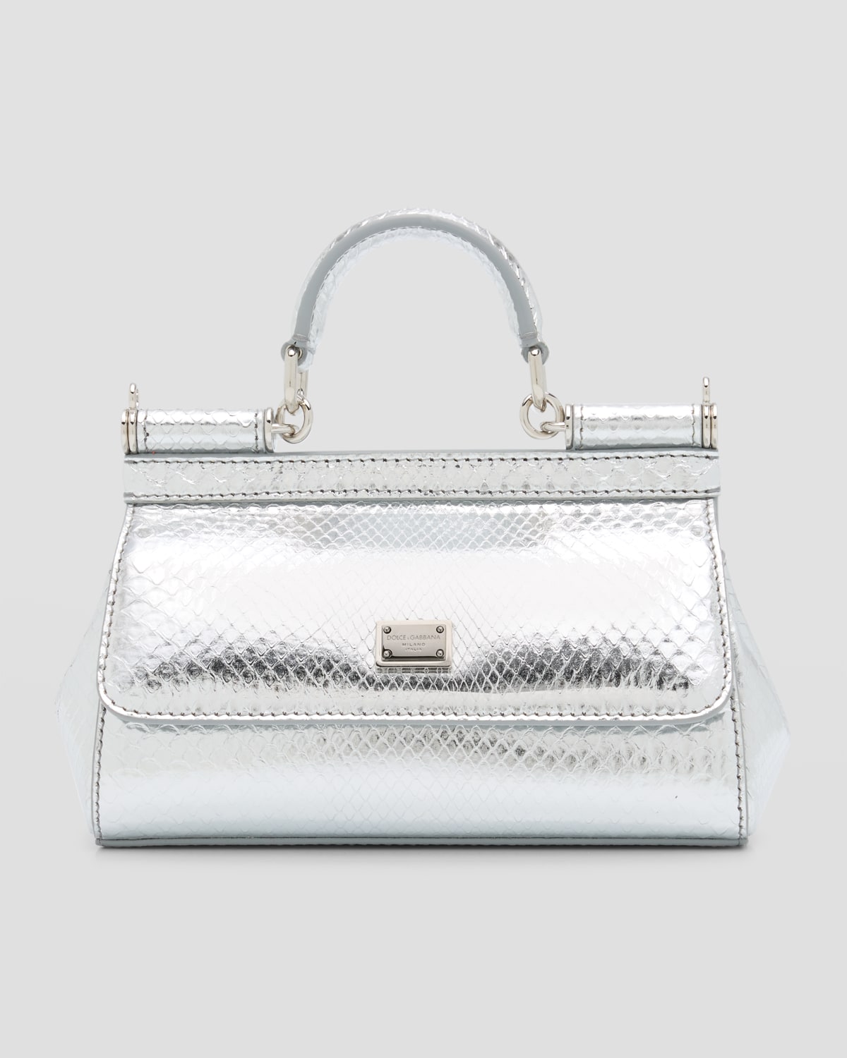 Boss Sicily Metallic Python-Embossed Top-Handle Bag