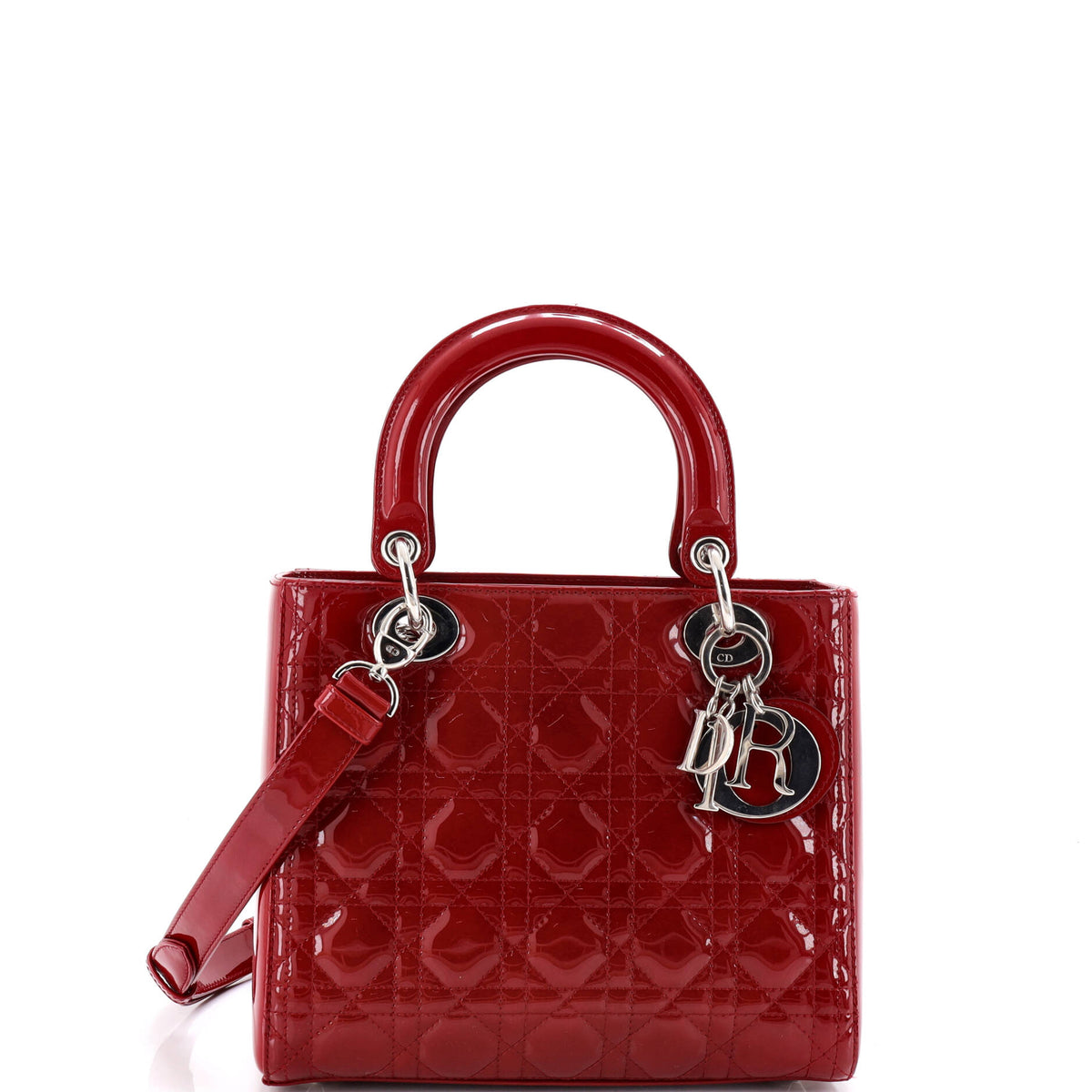 Christian Dior Lady Dior Bag Cannage Quilt Patent Medium