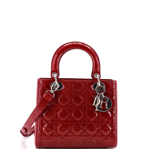 Lady Dior Bag Cannage Quilt Patent Medium