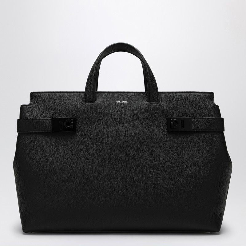 Ferragamo Men's Handbag Medium Twins in Black | 0769757LE