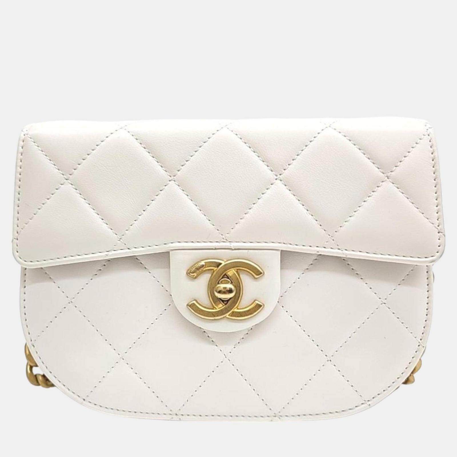 Chanel Weiße CC-Messenger-Umhängetasche aus Leder