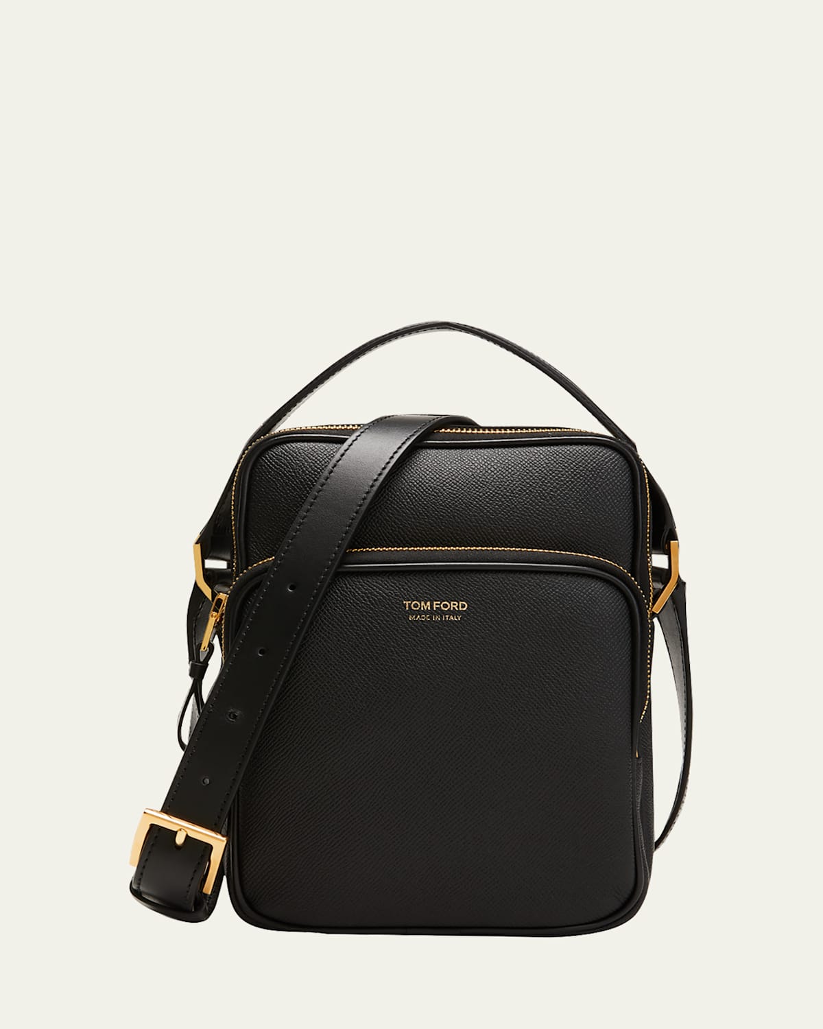 Tom Ford Men's Leather Double Zip Messenger Bag