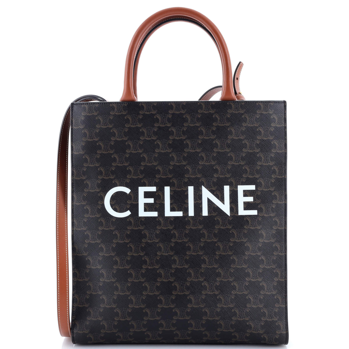 Celine CELINE Vertical Cabas Tote Triomphe Coated Canvas Small