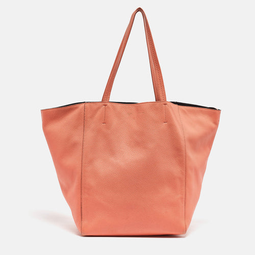 Orange Leather Medium Cabas Phantom Tote