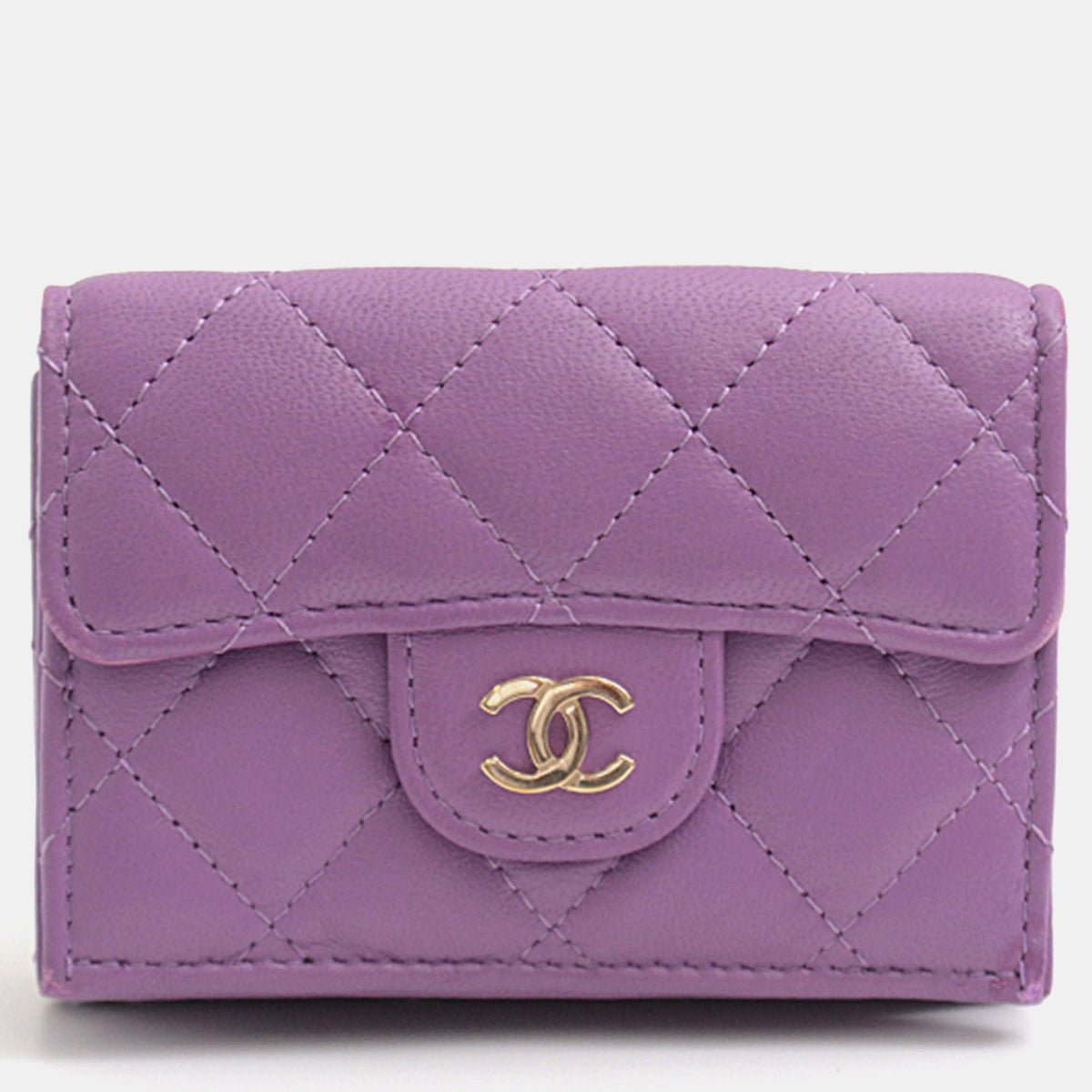 Chanel Purple Leather Compact Wallet