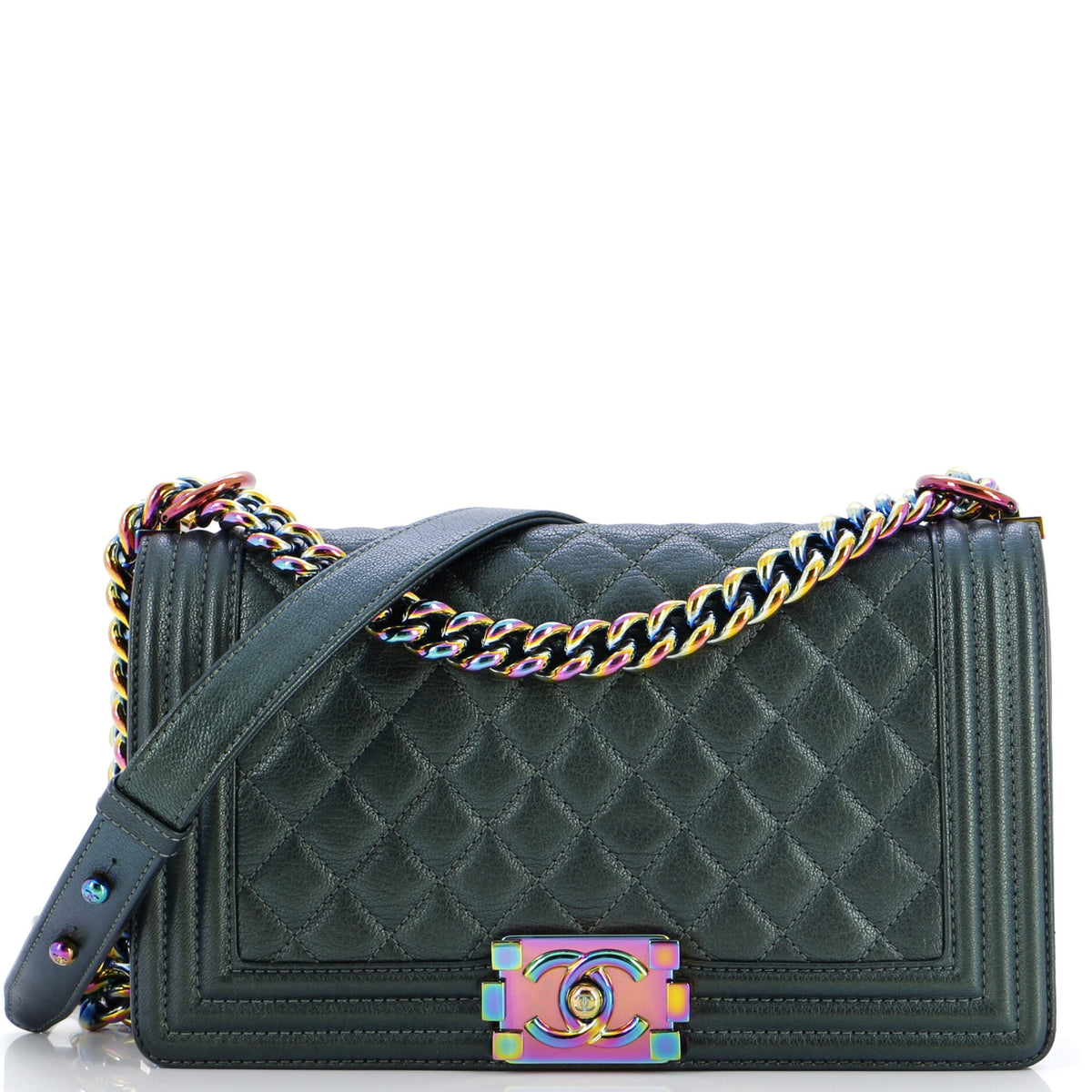 Chanel CHANEL Boy Flap Bag Quilted Iridescent Goatskin Old Medium