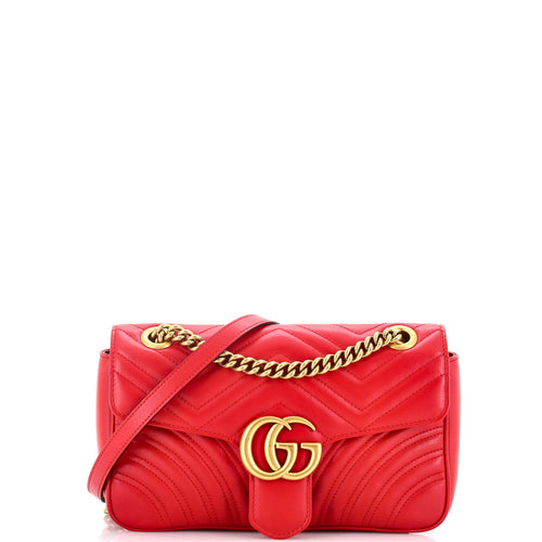GUCCI GG Marmont Flap Bag Matelasse Leather Small