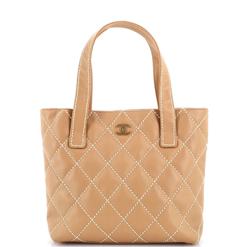 CHANEL Surpique Tote Quilted Leather Small