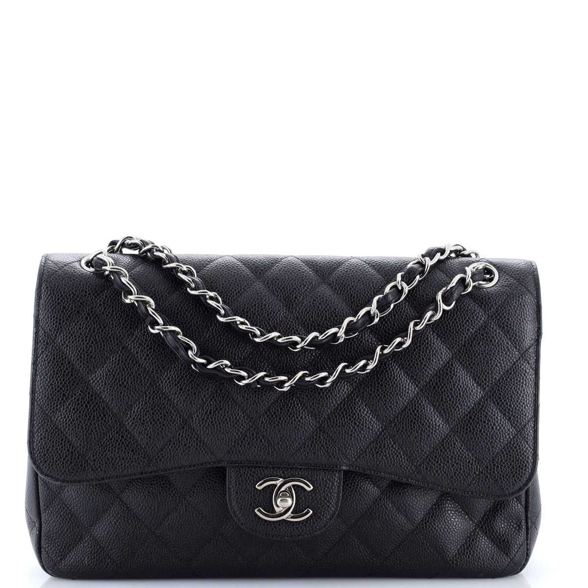 Chanel CHANEL Classic Double Flap Bag Quilted Caviar Jumbo