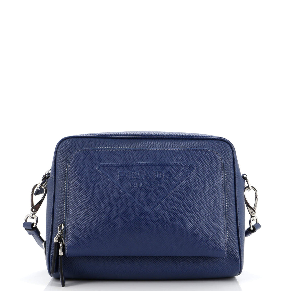 Prada PRADA Triangle Logo Messenger Bag Embossed Saffiano Leather Small
