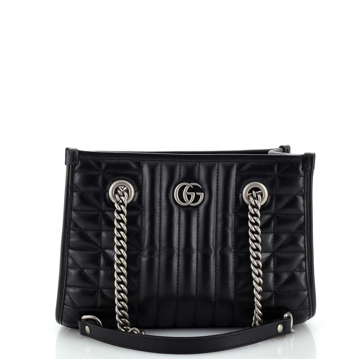 Gucci GUCCI GG Marmont Aria Chain Shopping Tote Mixed Matelasse Leather Small