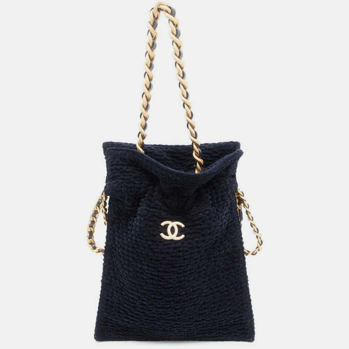 Chanel Navy Velvet Shopping Bag