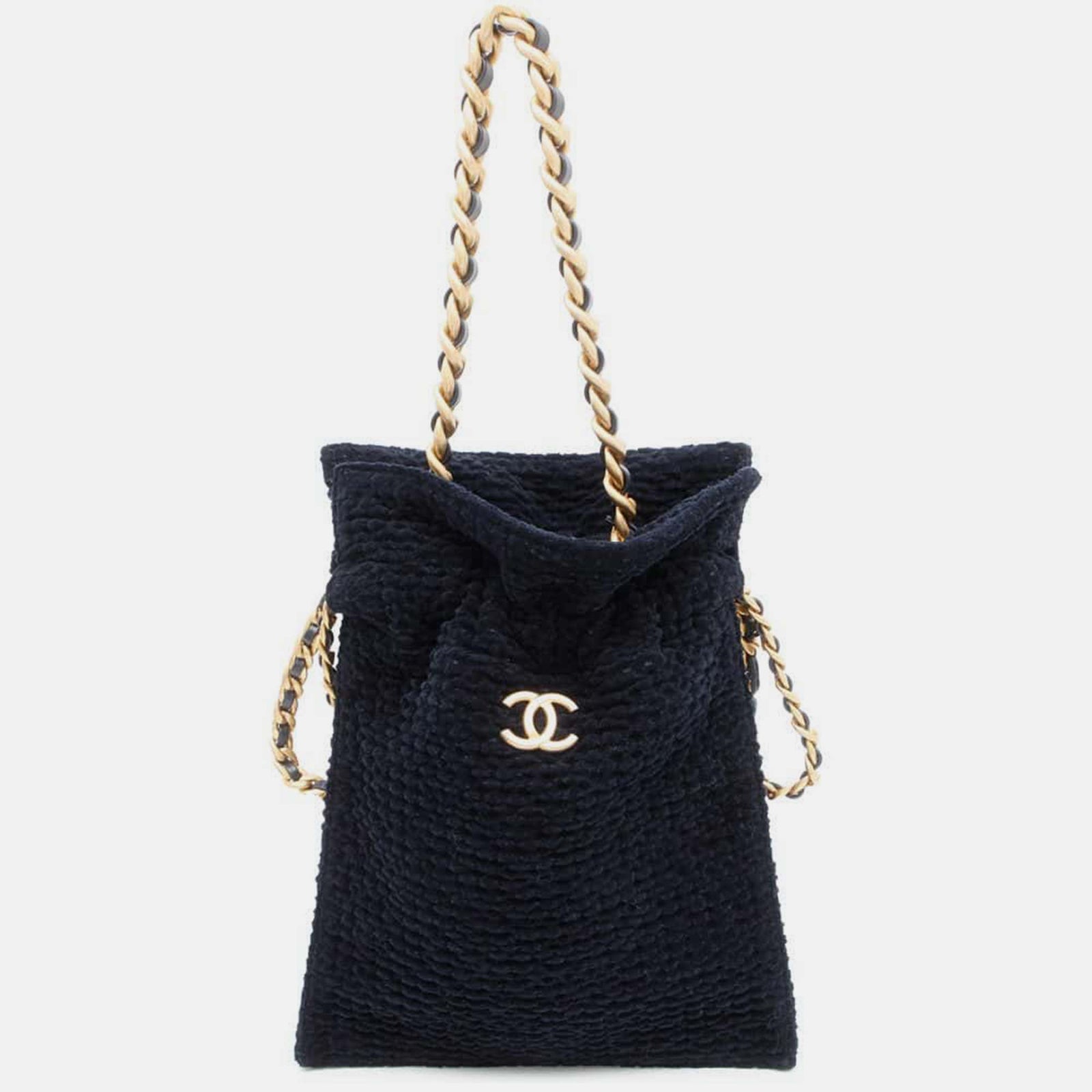 Chanel Marineblaue Einkaufstasche aus Samt