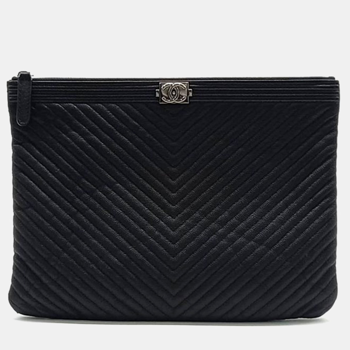 Chanel Chevron Boy Clutch New Medium
