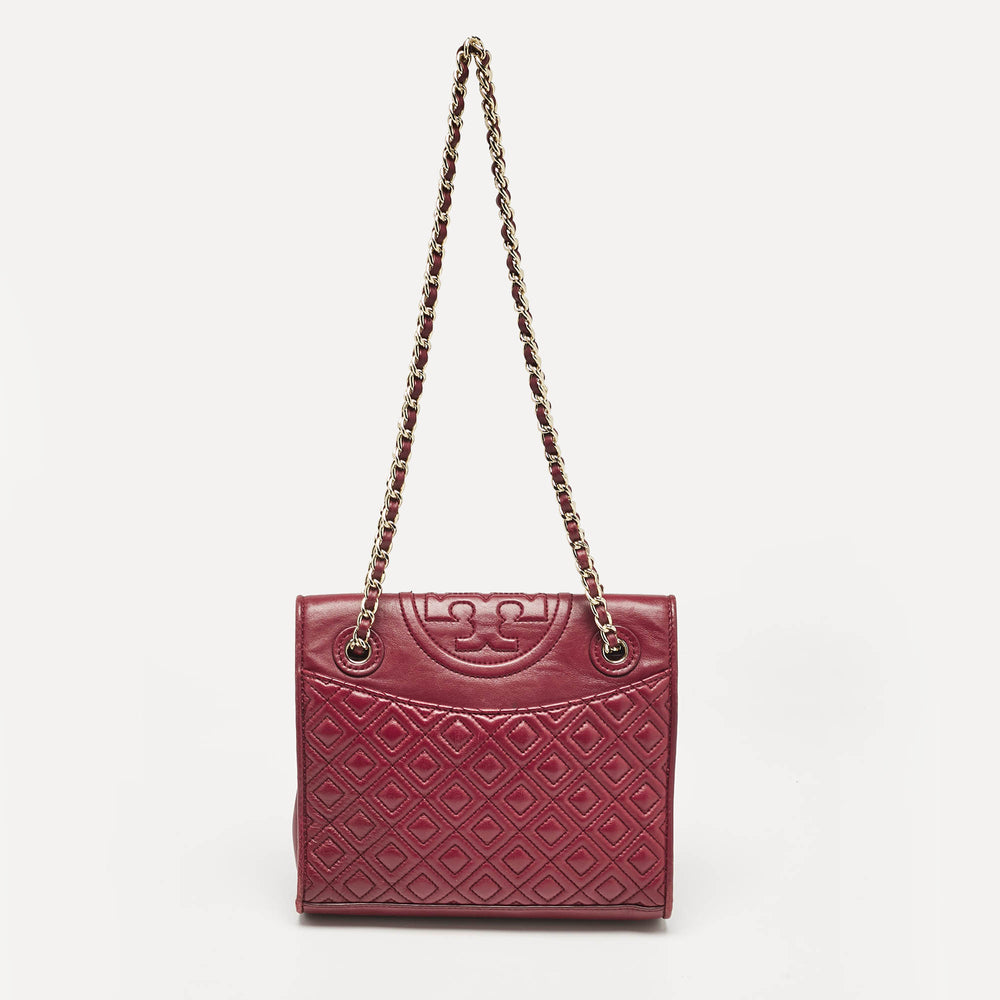 Burgundy Leather Fleming Shoulder Bag