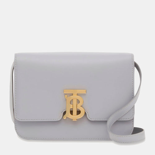 Grey Leather Small TB Crossbody Bag