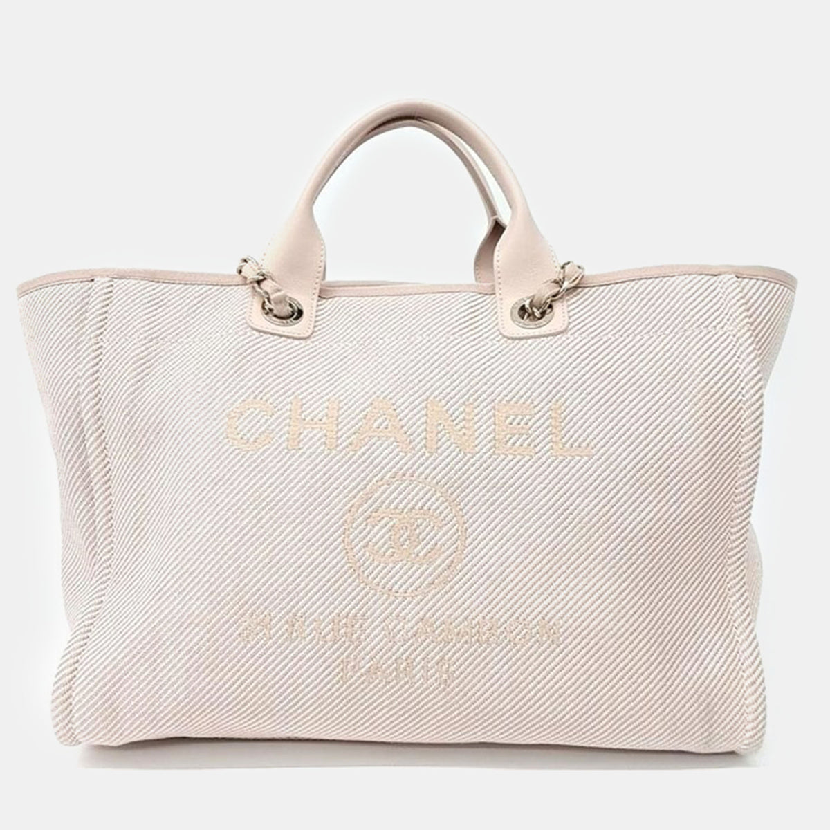 Chanel Pink Fabric Deauville Tote Bag