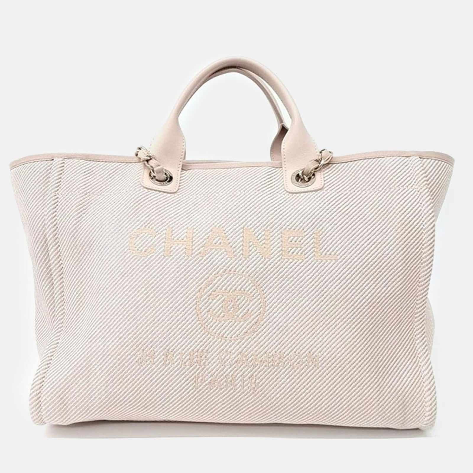 Chanel Sac cabas Deauville en tissu rose