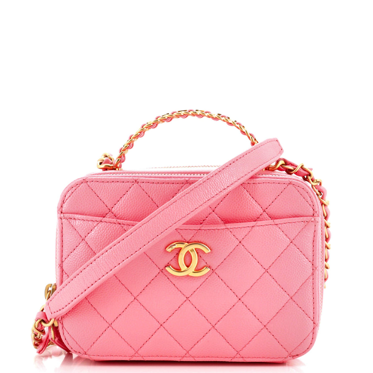 Chanel CHANEL Pick Me Up Logo Handle Vanity Case Quilted Caviar Small