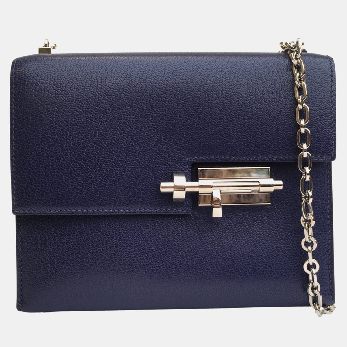 Hermès Bleu Saphir Chevre Mysore Verrou Mini Bag
