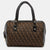 DKNY Brown/Black Signature Canvas and Croc Embossed Leather Satchel