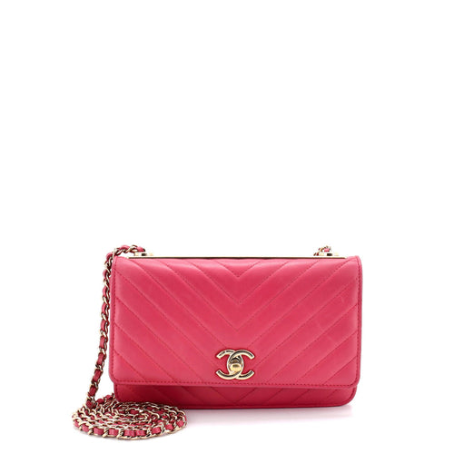 CHANEL Trendy CC Wallet on Chain Chevron Lambskin
