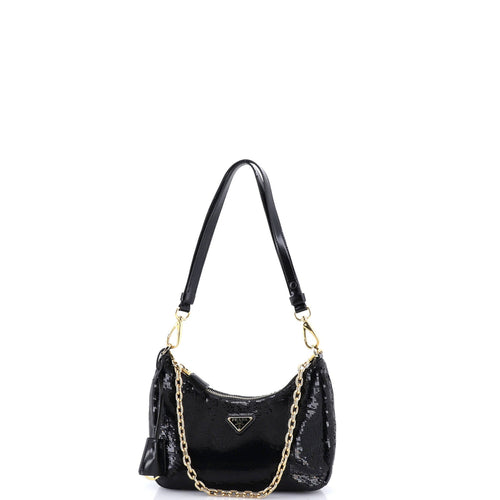 PRADA Re-Edition Shoulder Bag Sequins Embellished Re-Nylon Mini