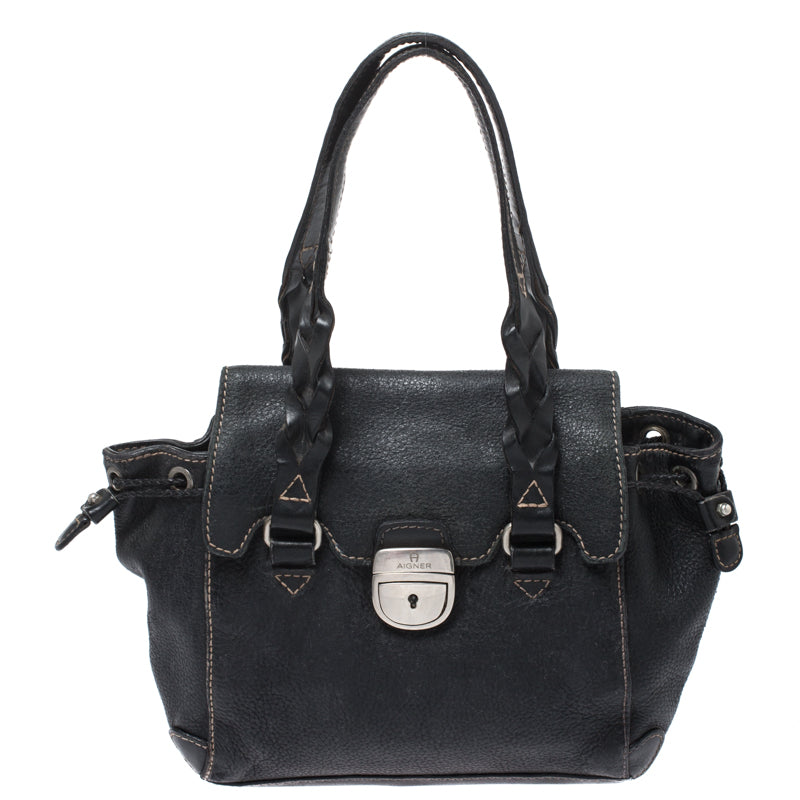 Aigner Black Leather Small Satchel