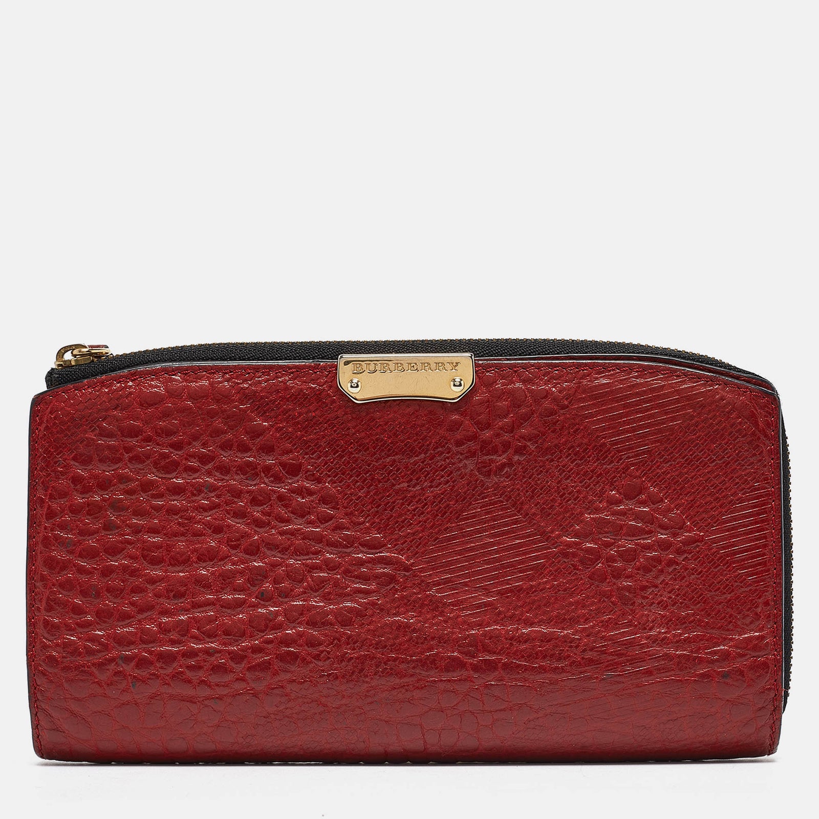 Burberry Red Leather Alvington Continental Wallet