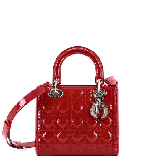 Lady Dior Bag Cannage Quilt Patent Medium