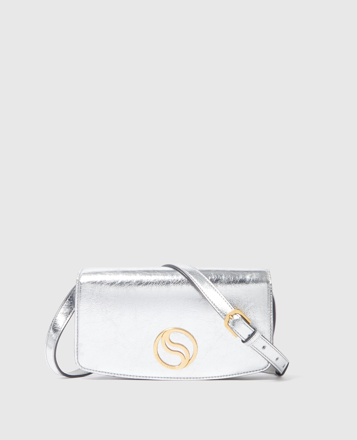 Stella McCartney S-Wave Metallic Wallet-On-Chain, Woman, Silver