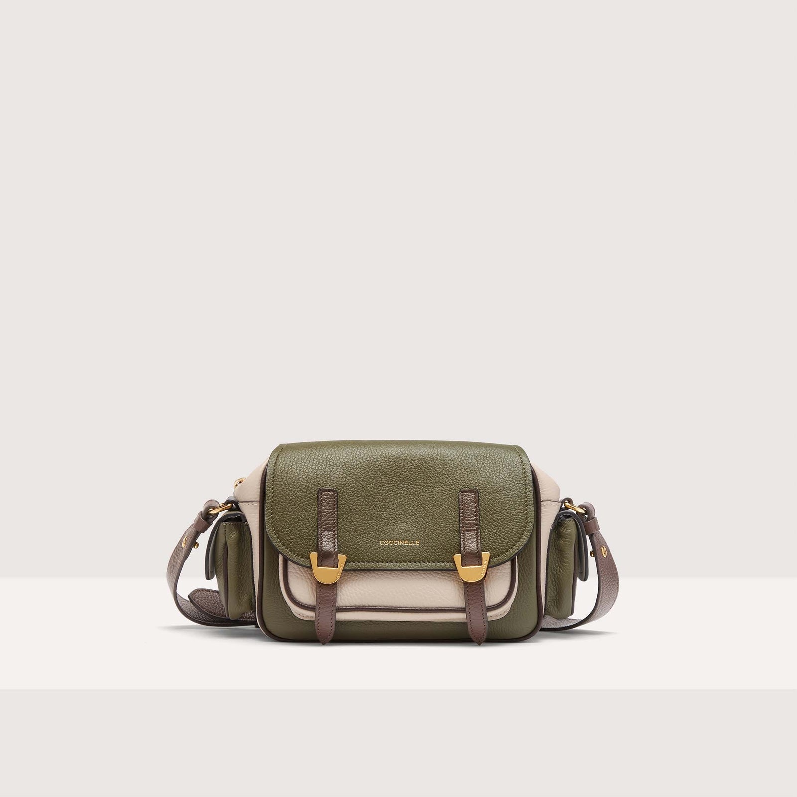 Coccinelle Grained Leather Crossbody Bag Campus Tricolor Small