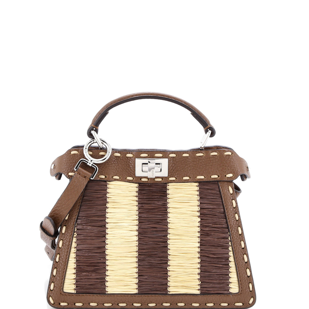 Fendi FENDI Selleria Peekaboo ISeeU Bag Raffia with Leather Petite