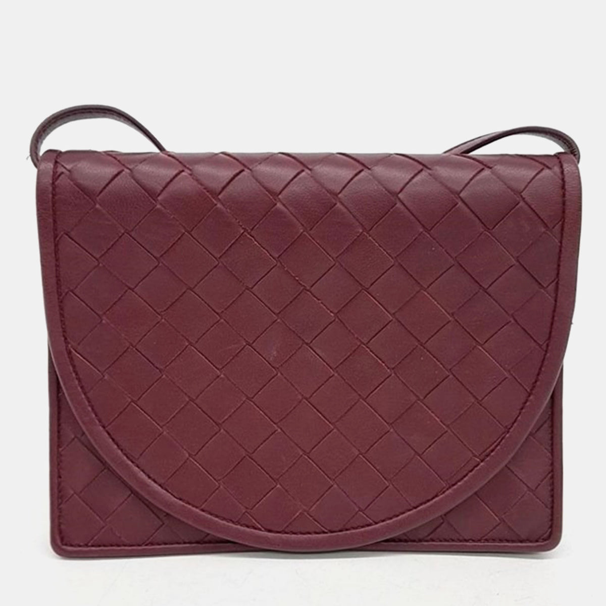 Bottega Veneta Burgundy Intrecciato Leather Mesh Flap Bag