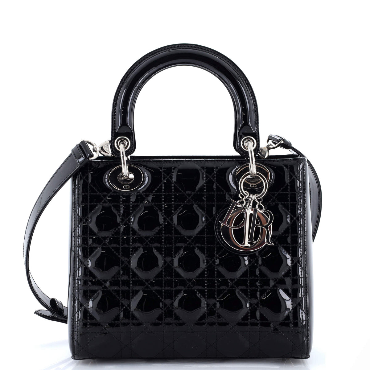 Christian Dior Lady Dior Bag Cannage Quilt Patent Medium