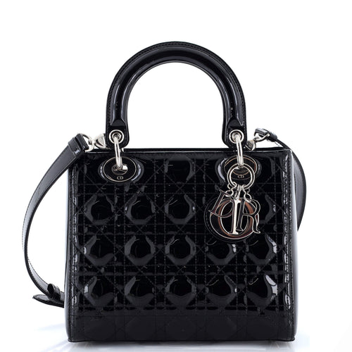 Lady Dior Bag Cannage Quilt Patent Medium