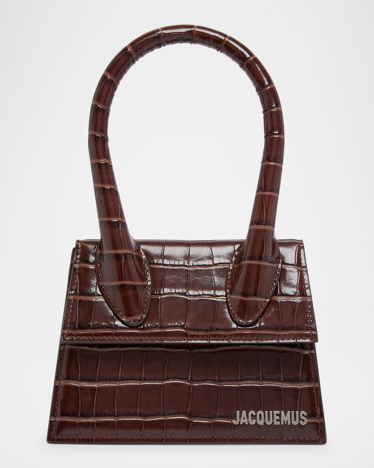 Boss Le Chiquito Moyen Croc-Embossed Leather Top-Handle Bag